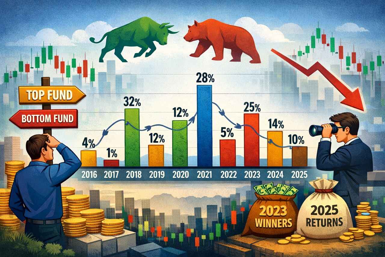 58 percent Returns in 2023, Just 9 percent in 2025 – The Brutal Truth About Chasing Top Large Cap Mutual Funds